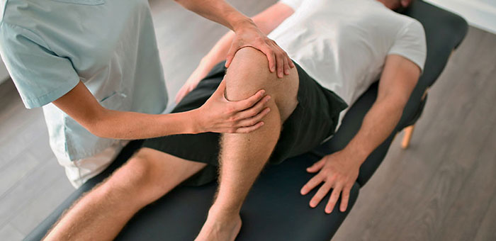 Patient receiving knee decompression in Boise for knee pain relief